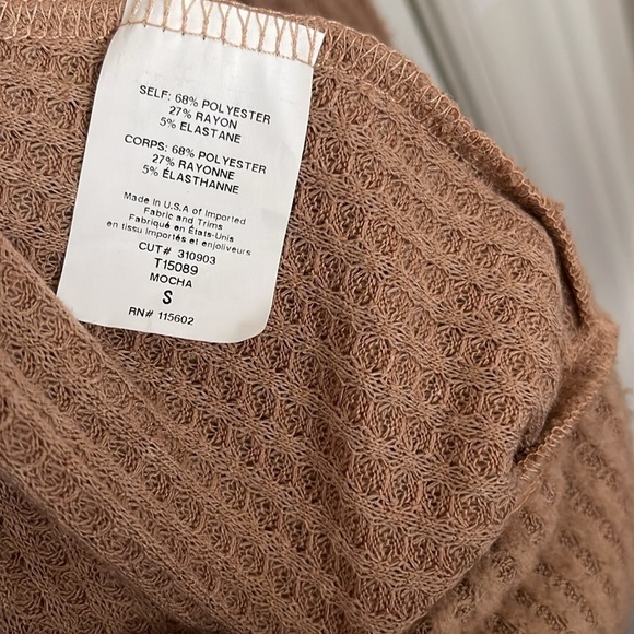 Lush Womens Waffle Brushed Open Front Balloon Sleeve Sweater Cardigan Size Small - Picture 8 of 8